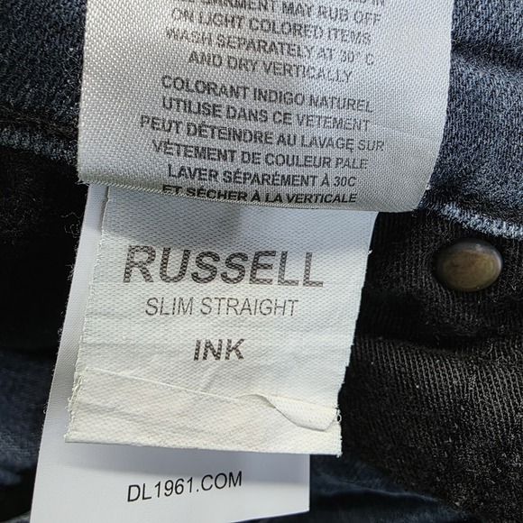 DL1961 Russell Slim Straight Jeans Mens 30x34 Blue Ink Stretch Denim Classic Y2k - Picture 10 of 16